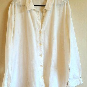 Women's Victoria Jone Women - White Color Button-Down Collared Shirt- Size L
